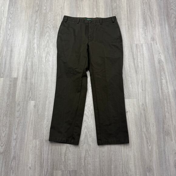 Orvis Pants Men's 36 x 32 Brown Green Flat Front Chino Pants Outdoors Fishing - Picture 1 of 11